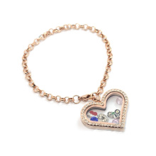 Chaude nouvelle arrivée rose or en acier inoxydable perle forme chaîne charme bracelet